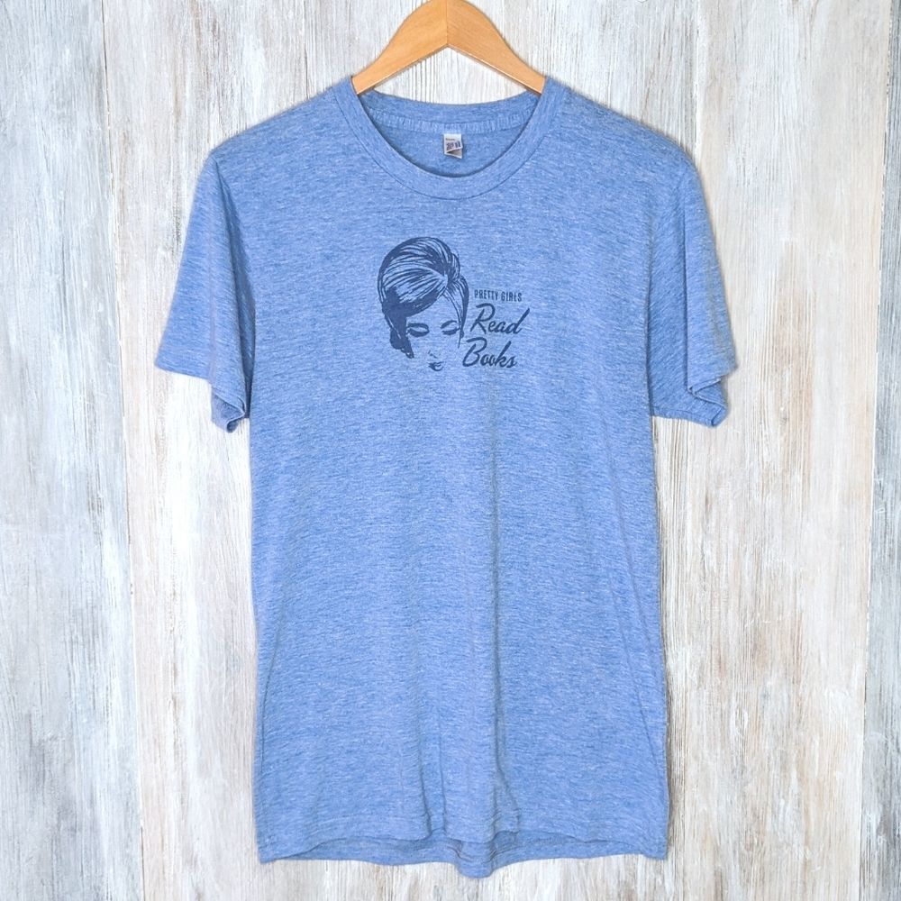 Pretty Girls Read Books Tee Blue T-shirt Medium